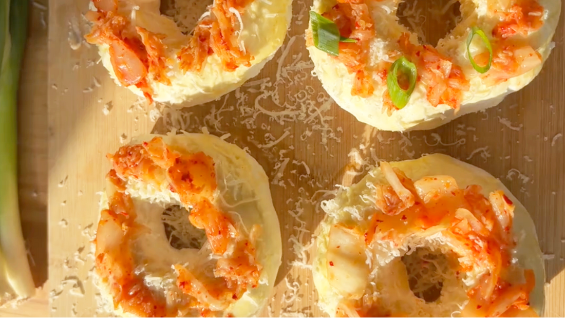 Cheesy Kimchi Bagels